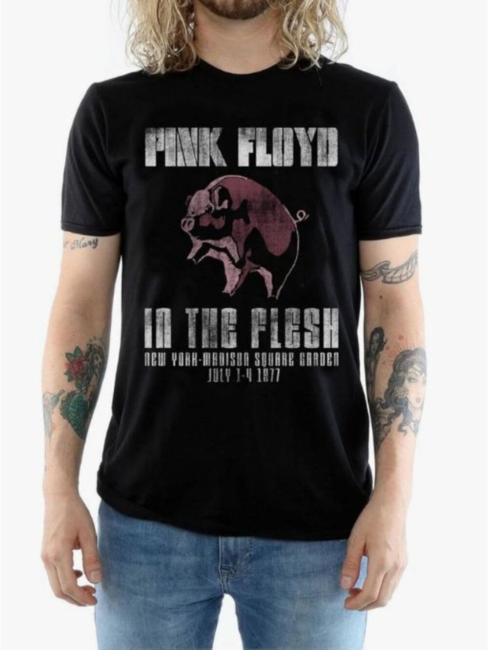Pink Floyd In The Flesh 1977 Concert Replica Band Tee Tshirt Small Black